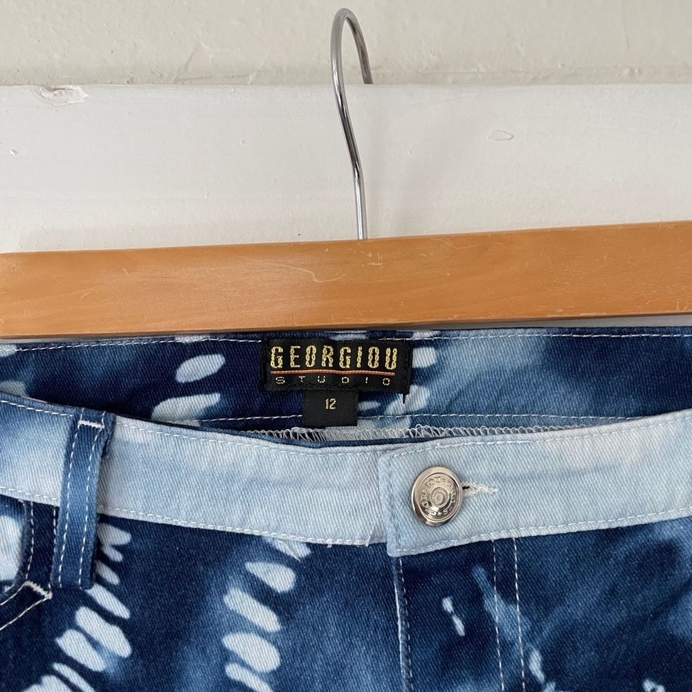Georgiou Studio Blue Tie-Dye Flare Jeans - Picture 3 of 5
